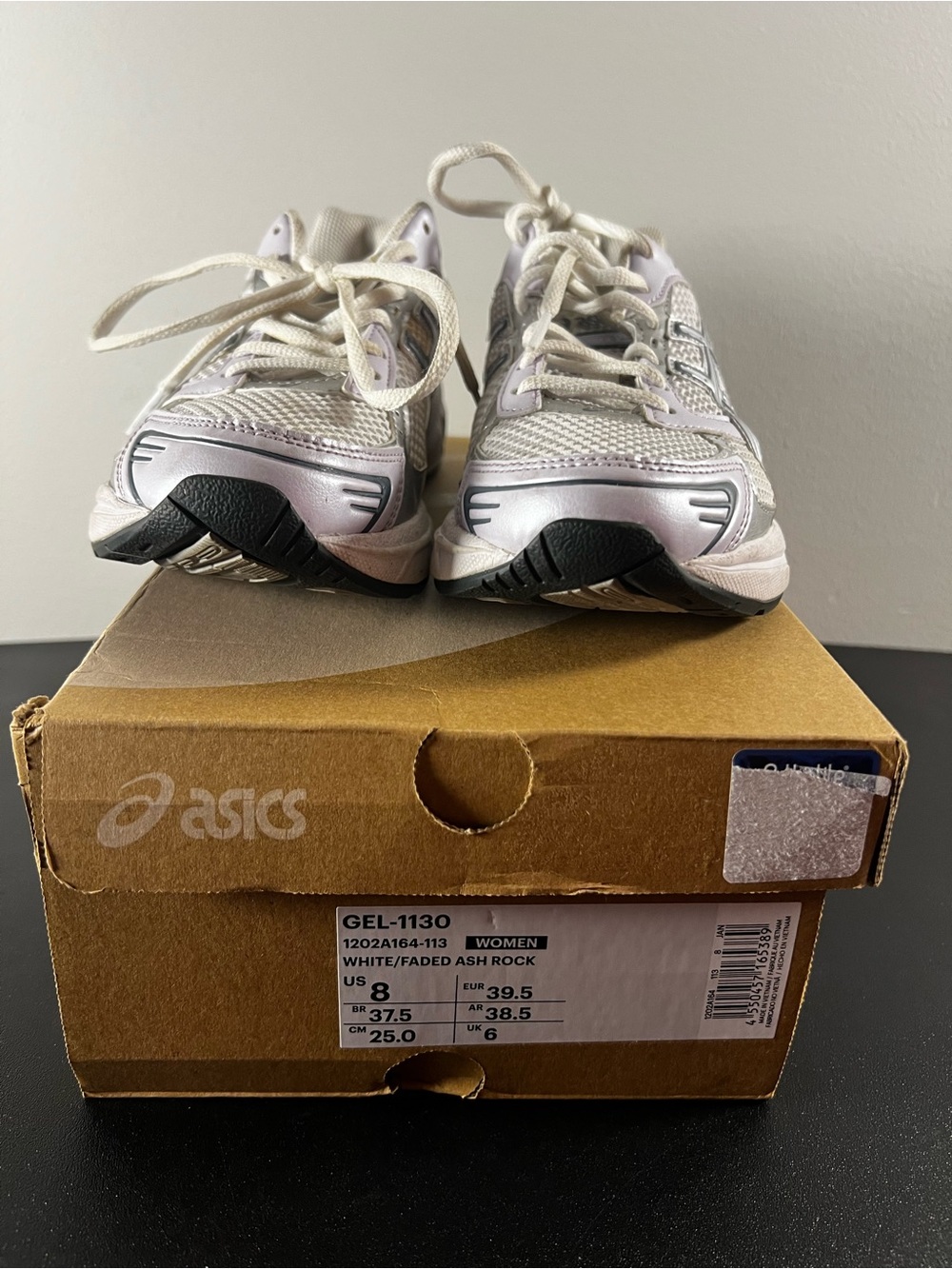 Asics Kids GEL-1130 White and Faded Ash Rock Sneakers